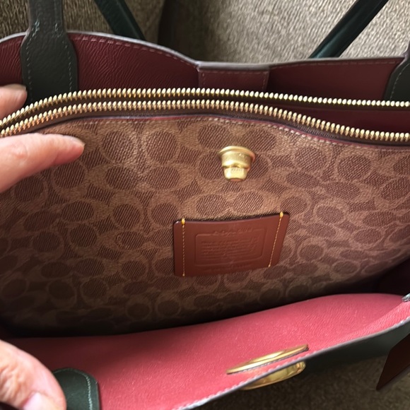 Coach Green Leather Tote Bag - Picture 2 of 5